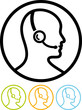 Call center assistant with headset - Vector icon isolated