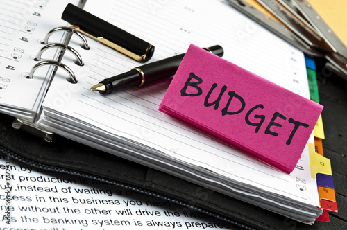 Photo: Budget note on agenda and pen Budget note on agenda and pen