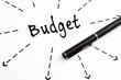 Budget word wih arrows and pen Budget word wih arrows and pen