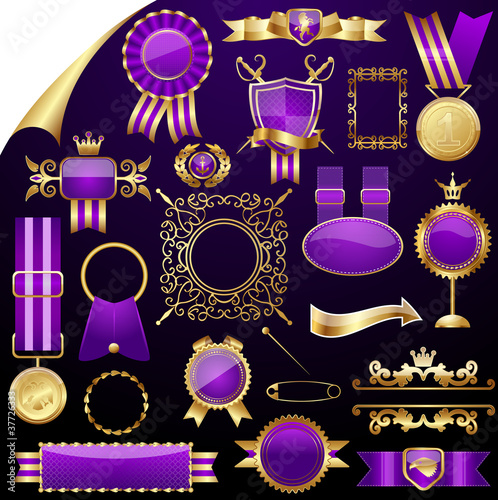 Vector: Set of gold design elements,vector Set of gold design elements,vector