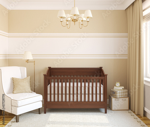 Illustration: Interior of nursery. Interior of nursery.