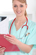 Doctor reviewing a patient's records
