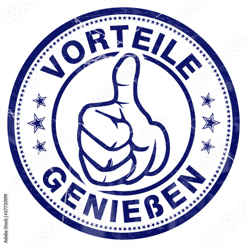 Illustration: stempel vorteile genießen button stempel vorteile genießen button