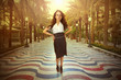 Photo: Female model posing on Alicante sidewalk at sunset Female model posing on Alicante sidewalk at sunset