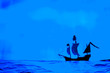 Historischer Segelschiff im Okean by Nacht