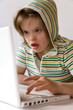 A girl using a laptop / fille à l'ordinateur.