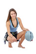 woman in climbing equipment