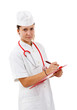 Cheerful medical doctor woman