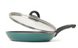 Photo: Stainless frying pan with open up glass cover Stainless frying pan with open up glass cover