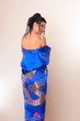 girl in blue asian bathrobe with dragons girl in blue asian bathrobe with dragons