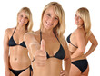 Junge Frauen im Bikini "Daumen rauf"