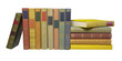 books in a row, blank labels, free copy space, isolated on white books in a row, blank labels, free copy space, isolated on white