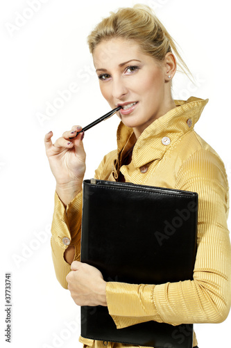 Photo: portrait blonde woman, on white background portrait blonde woman, on white background