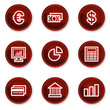 Finance web icons set 1, dark red circle buttons Finance web icons set 1, dark red circle buttons
