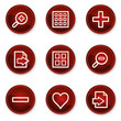 Image viewer web icons set 1, dark red circle buttons