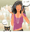 girl and cat