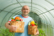 Gardener with vegetables harvest