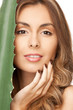lovely woman with aloe vera lovely woman with aloe vera