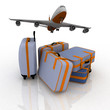 airliner and suitcases on white background airliner and suitcases on white background