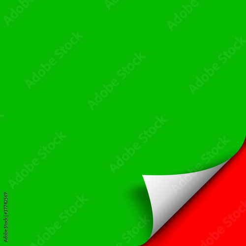 Illustration: page tourné verte et rouge page tourné verte et rouge