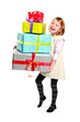 Foto: Kind beim Geschenke tragen Kind beim Geschenke tragen