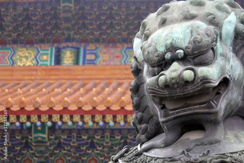 Photo: Stone Lion Statue - Forbidden City (right) Stone Lion Statue - Forbidden City (right)