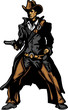 Cowboy Mascot Aiming Gun Vector Illustration
