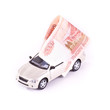 Model cars and banknotes isolated