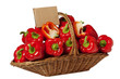 basket full of fresh red peppers isolated on white basket full of fresh red peppers isolated on white
