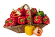 basket full of fresh bell peppers isolated on white basket full of fresh bell peppers isolated on white