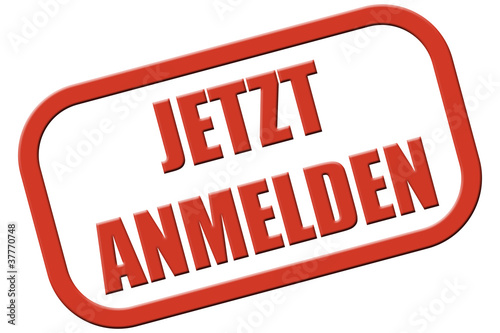 Illustration: Stempel rot rel JETZT ANMELDEN Stempel rot rel JETZT ANMELDEN