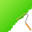 Background with green paint and roller