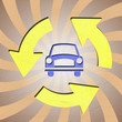 Car with recycle sign