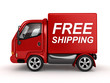 Illustration: 3D Red Van with Free Shipping text isolated 3D Red Van with Free Shipping text isolated