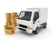 3D White Van with cardboard boxes isolated 3D White Van with cardboard boxes isolated