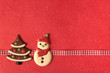 Christmas cookies with beautiful ribbon on red background Christmas cookies with beautiful ribbon on red background