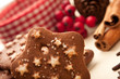 Christmas star cookie with rich festive background Christmas star cookie with rich festive background