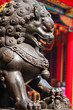 Bronze lion in chinese temple Bronze lion in chinese temple