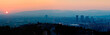 Sunset over Barcelona with Skyscrappers Silhouettes,