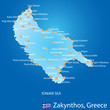Island of Zakynthos in Greece map