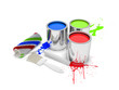 Paint cans with paintbrush