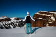 Woman standing on a top of the mountain Woman standing on a top of the mountain