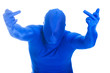 faceless blue man flipping you off