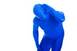 Faceless man listening to something
