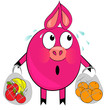Vektor: cartoon pig with fruit vector illustration. cute animal cartoon pig with fruit vector illustration. cute animal