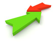Arrows pointing in opposite directions