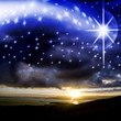 cielo estrellado con estrella de belén
