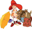 The girl the tourist. Cartoon