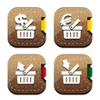 Set of four brown folder icons with basket Set of four brown folder icons with basket