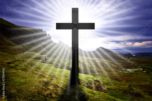 Illustration: Kreuz mit hellem Himmelslicht Kreuz mit hellem Himmelslicht